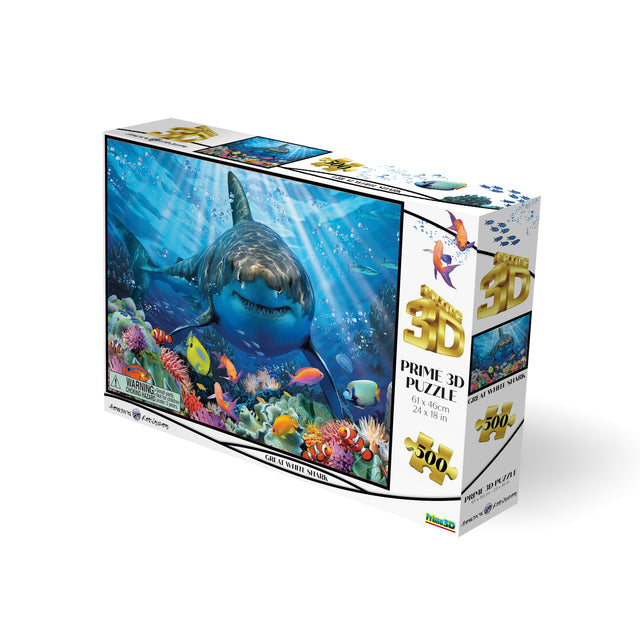 Great White Shark Howard Robinson 3D Jigsaw Puzzle 10365 500 Piece 24"x18"