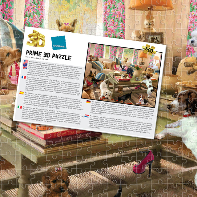 Dogs in the Living Room Giordano 3D Jigsaw Puzzle 10458 500 Piece 24"x18"