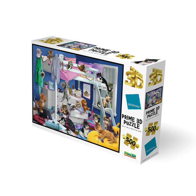 Messy Bedroom Kittens Giordano 3D Jigsaw Puzzle 10459 500 Piece 24"x18"