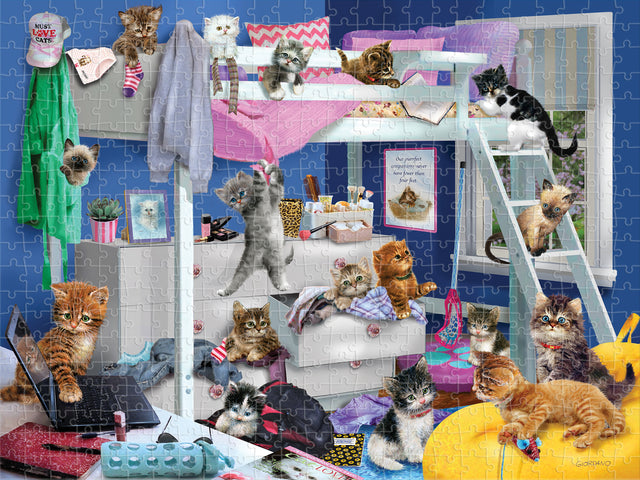 Messy Bedroom Kittens Giordano 3D Jigsaw Puzzle 10459 500 Piece 24"x18"