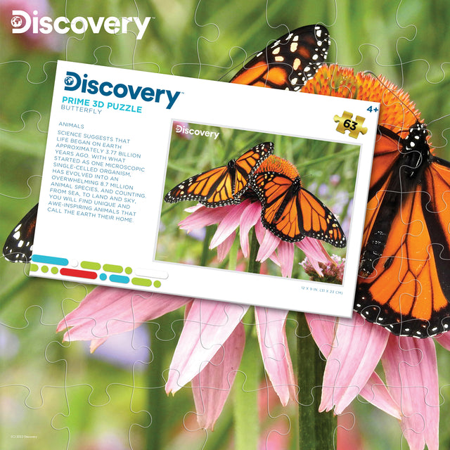Monarch Butterfly Discovery 3D Jigsaw Puzzle 10654 63 Piece 12"x9"