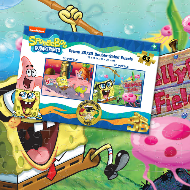 Sponge Bob Square Pants Nickelodeon 3D/2D Jigsaw Puzzle 20628 100 Piece 12"x9"