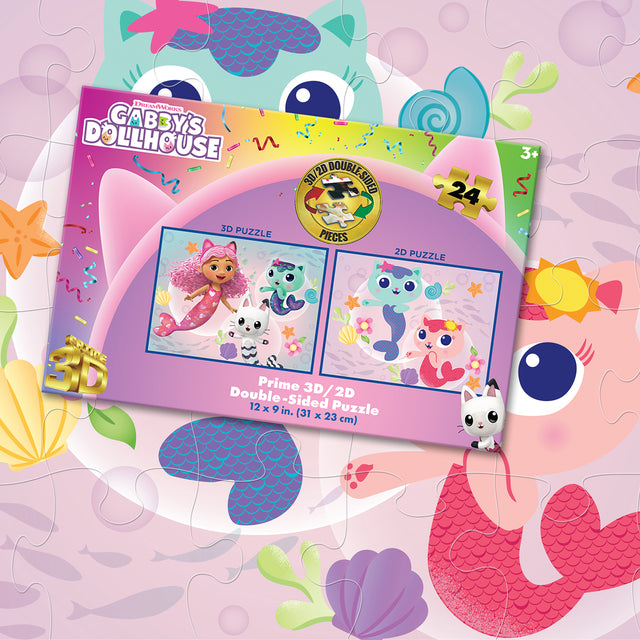 Gabby's Dollhouse Universal 3D/2D Jigsaw Puzzle 20629 24 Piece 12"x9"