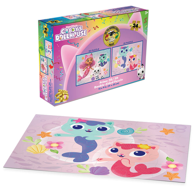 Gabby's Dollhouse Universal 3D/2D Jigsaw Puzzle 20629 24 Piece 12"x9"