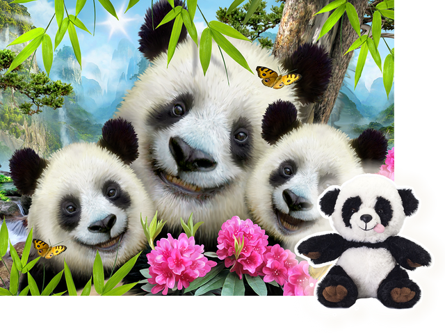 Puzzlr Panda Selfie Howard Robinson 3D Jigsaw Puzzle + Plush Toy 15800 48pc 12x9"
