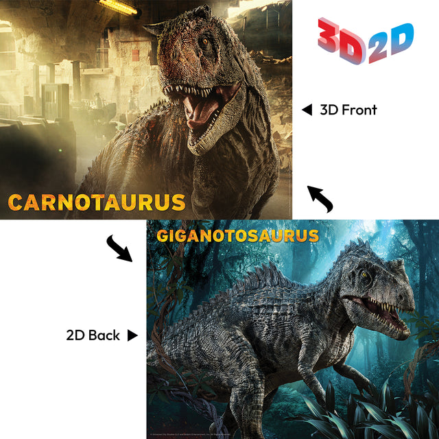 3D/2D Universal Jurassic World Ceratosaurus/Giganotosaurus 500pc 24x18" Jigsaw Puzzle 37546