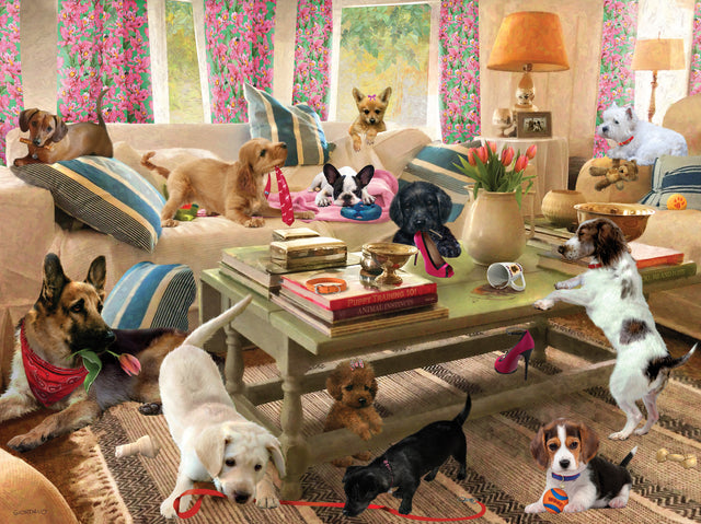 Puzzlr Dogs in the Living Room Giordano 3D Jigsaw Puzzle 10458 500pc  24x18"