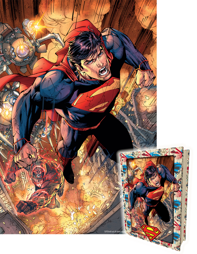 Puzzlr Superman DC Comics 3D Jigsaw Puzzle in Tin Book Packaging 35622 300pc 18x12"